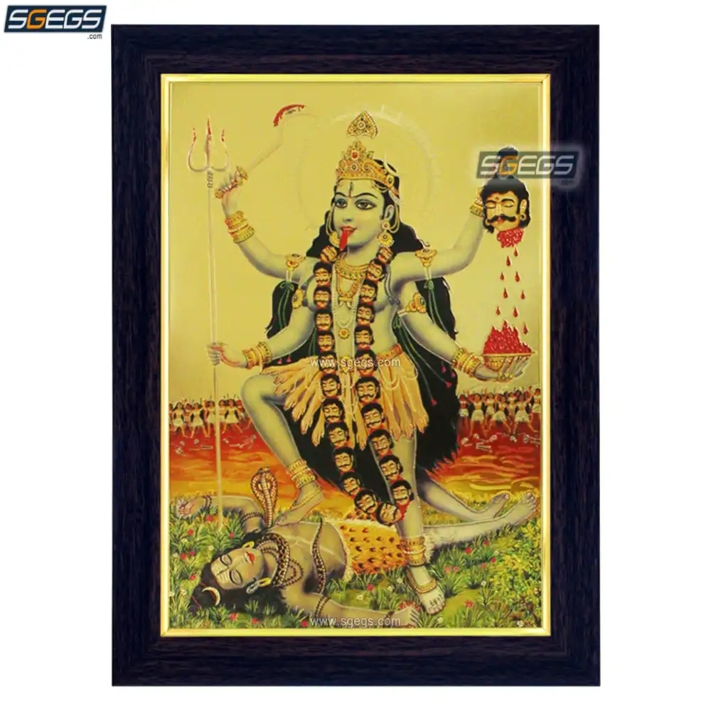 Goddess Kali Mata Photo Frame, Gold Plated Foil Embossed Picture ...