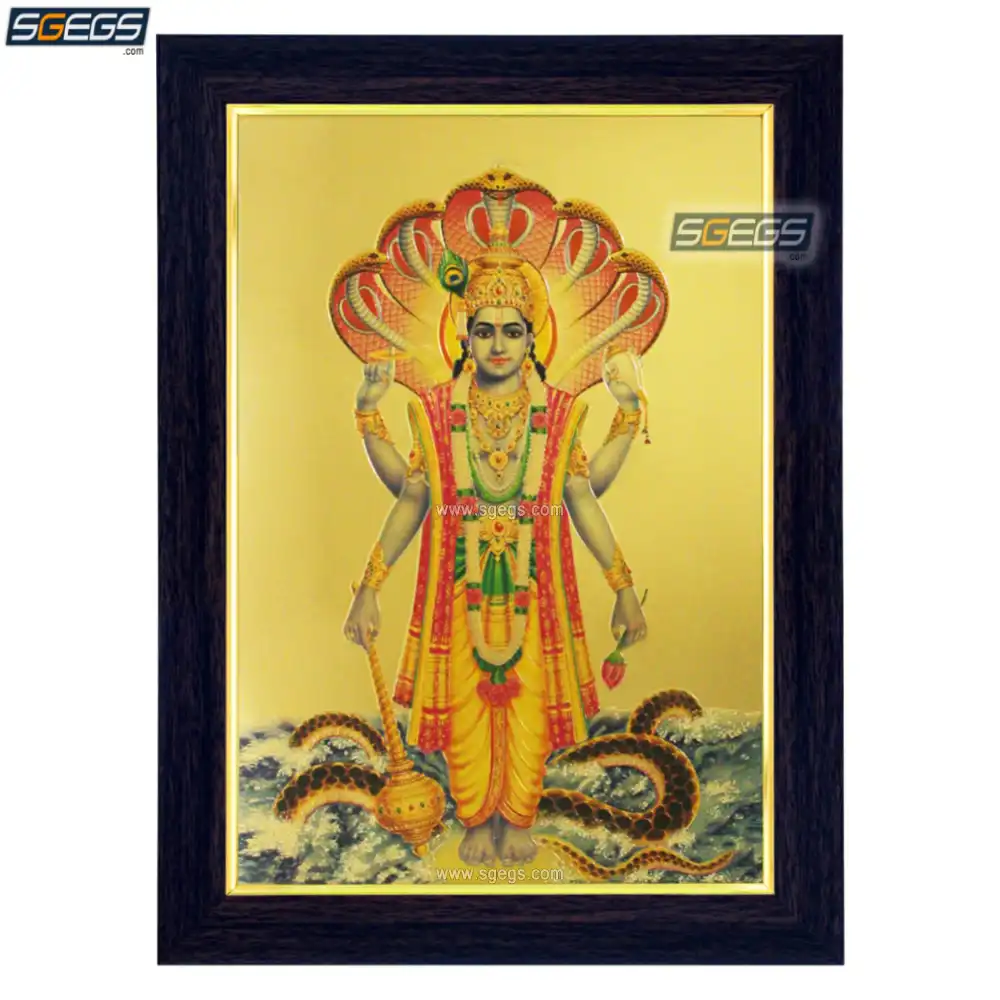 God Vishnu Photo Frame, Gold Plated Foil Embossed Picture Frame ...