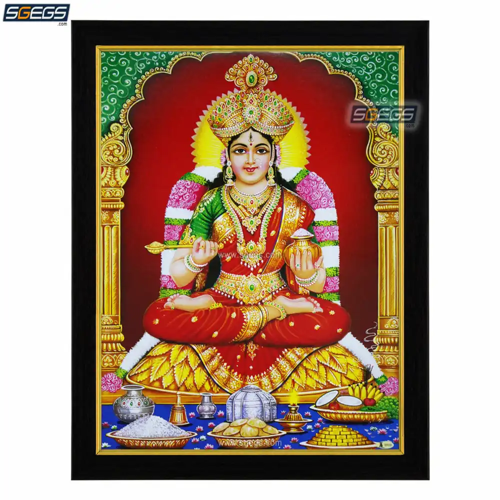Goddess Annapoorni Devi Photo Beading Frame ( Gold Foil) ( 30.5 cm x 22.5  cm x 1 cm ) / lord god goddess sri sree shree annapoorni annaporni annapoorani  annapurna annapoorna annapoorneshwari